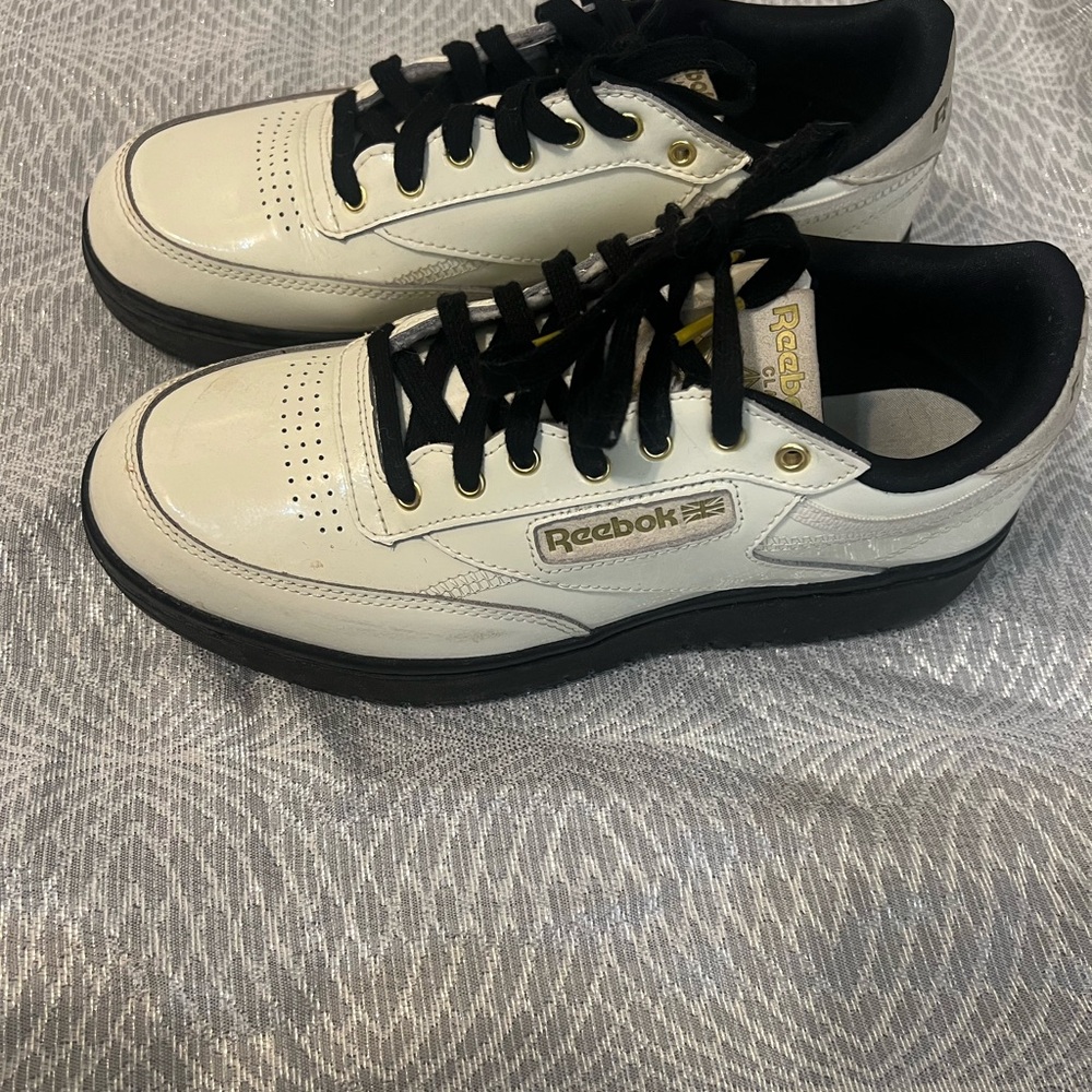 Reebok Women's Cardi B Cream and Black Athletic Shoes